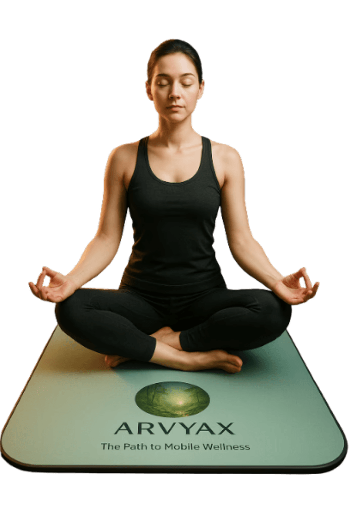 Yoga mat with meditating person
